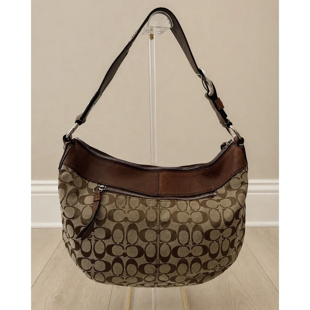 COACH Soho Jacquard Logo Large Pleated Hobo Shoulder Bag F13741 Y2K Vintage